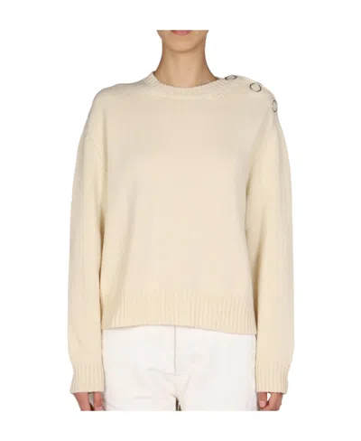 JIL SANDER JIL SANDER BUTTON DETAILED CREWNECK KNIT JUMPER