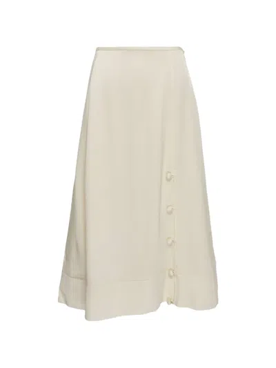 Jil Sander Button-detailed Midi Skirt In White