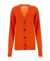 Jil Sander Sophisticated V-neck Wool Cardigan In Red