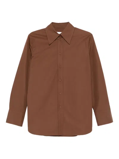 Jil Sander Button-down Long-sleeve Shirt In Brown