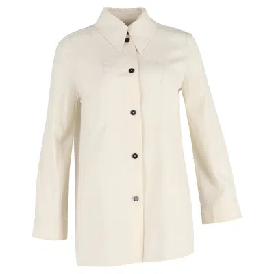 Jil Sander Button-down Long Sleeve Shirt In Cream Cotton In White