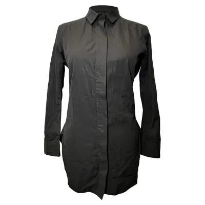 Jil Sander Button Down Shirt In Black Cotton In Green