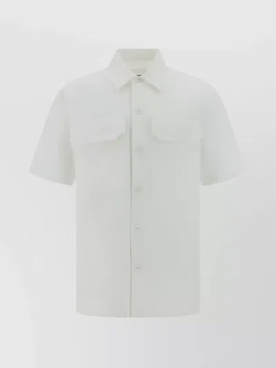 Jil Sander Button-down Shirt With Front Patch Pockets In White