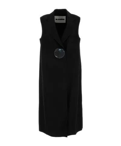 JIL SANDER JIL SANDER BUTTON-FASTENED TAILORED CREPE SLEEVELESS VEST