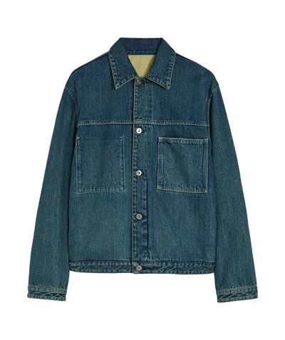 Jil Sander Denim Jacket Featuring Chest Pocket And Contrast Stitching In Blue