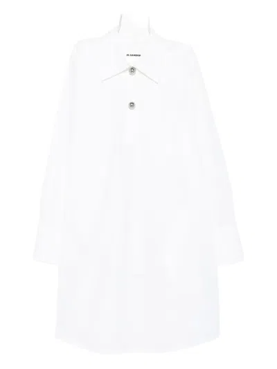 Jil Sander Button-fastening Organic-cotton Shirt Dress In White