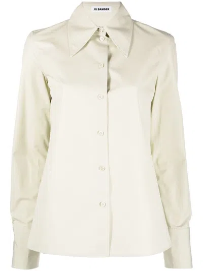 Jil Sander Button-fastening Poplin Shirt In Neutrals