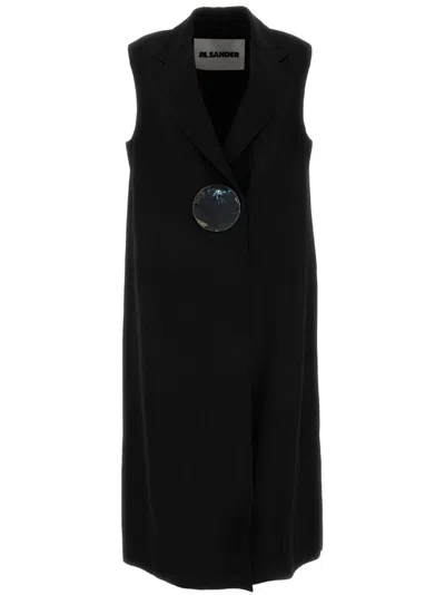 JIL SANDER BUTTON-FASTENING TAILORED CREPE GILET