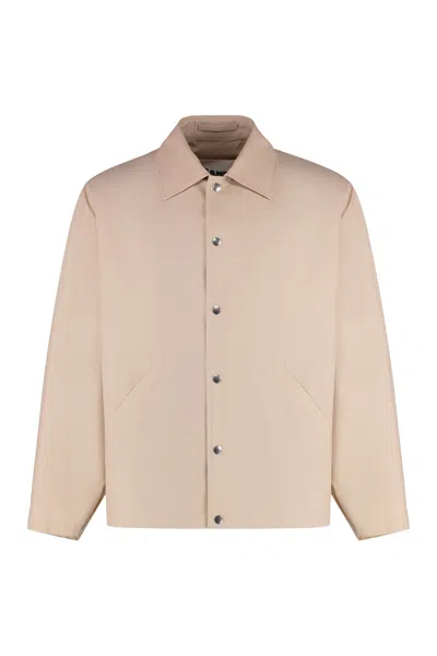 Jil Sander Button-front Cotton Jacket In Neutral