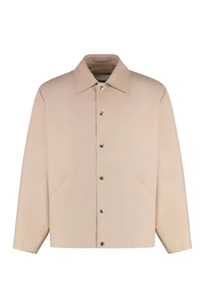 Jil Sander Button-front Cotton Jacket In Beige