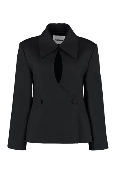 Jil Sander Button-front Cotton Jacket In Black
