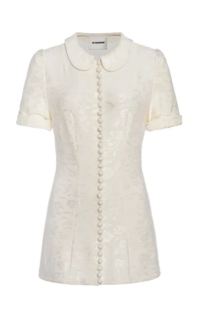 Jil Sander Button-front Satin Jacquard Top In White