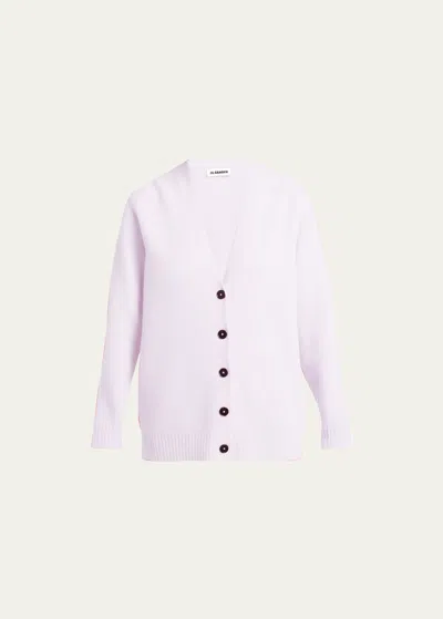 Jil Sander Button-front Wool Cardigan In Lilac Sky