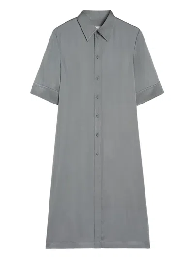 Jil Sander Button Gathering Shirt In Gray
