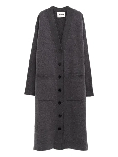 Jil Sander Button Patch-pocket Long Cardigan In Black