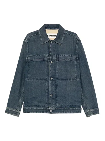 Jil Sander Button Pocket Dnim Jacket In Blue