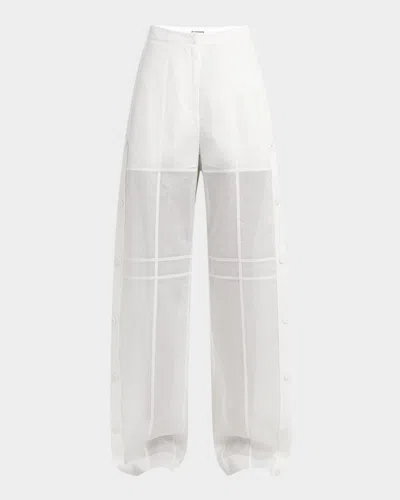 Jil Sander Button-side Relaxed Straight-leg Paneled Pants In White