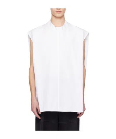 Jil Sander Button Sleeveless Vest In White