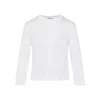 Jil Sander Button-up White Viscose Sweater With Floral Embellishment In White