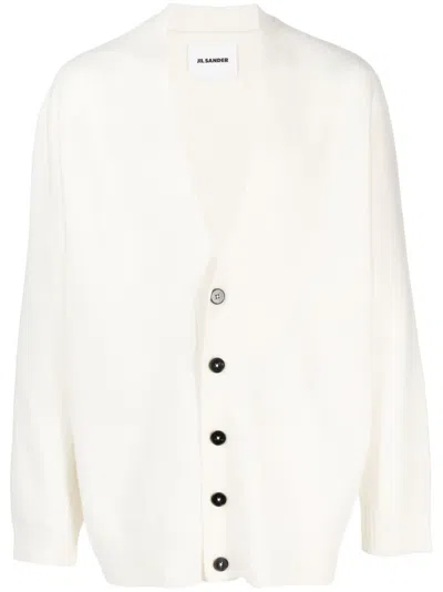 Jil Sander Button-up Wool Cardigan In Neutrals