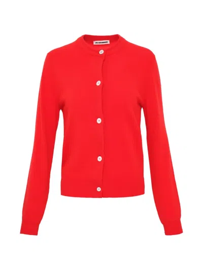 Jil Sander Buttoned Cardigan In Red