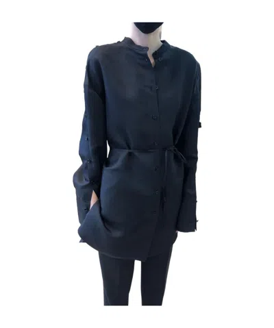 Jil Sander Buttoned Collarless Shirt In Black