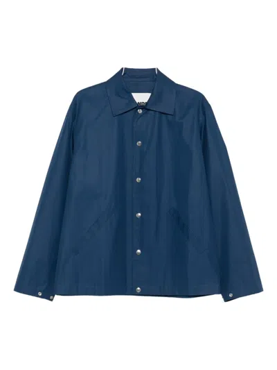 Jil Sander Collared Neck Taffeta Jacket Long Sleeves In Blue