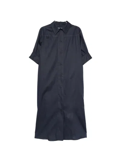 Jil Sander Buttoned Midi Dress In Blue