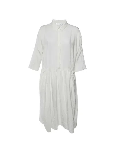 Pre-owned Jil Sander Buttoned Midi Dress In Neutrals
