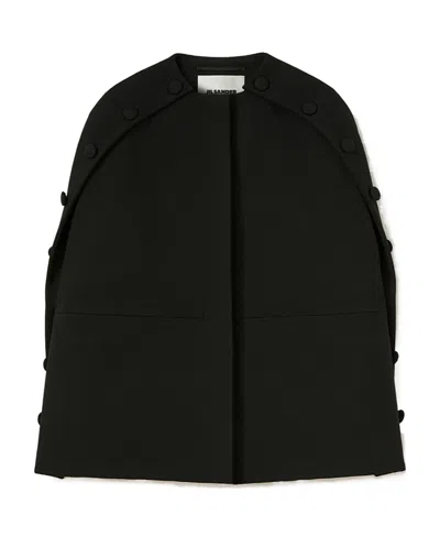 Jil Sander Buttoned Slit-sleeves Coat In Black