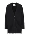 Jil Sander Longline V-neck Ribbed Cardigan In Black