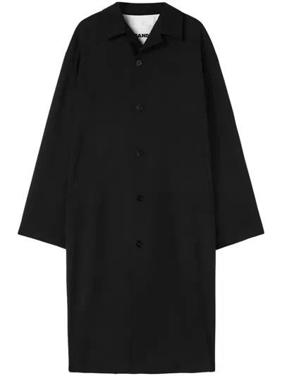Jil Sander Buttoned Wool Coat In Black