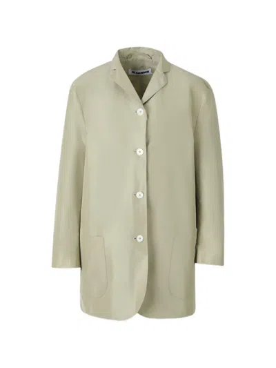 Jil Sander Button-fastening Patch-pocket Jacket In Green