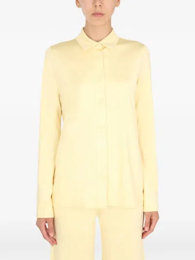 Jil Sander Pale Yellow Oversized Fit Shirt In Animal Print