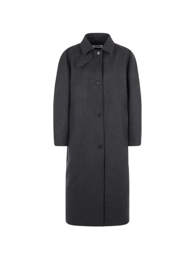 Jil Sander Button-fastening Wool Coat In Gray