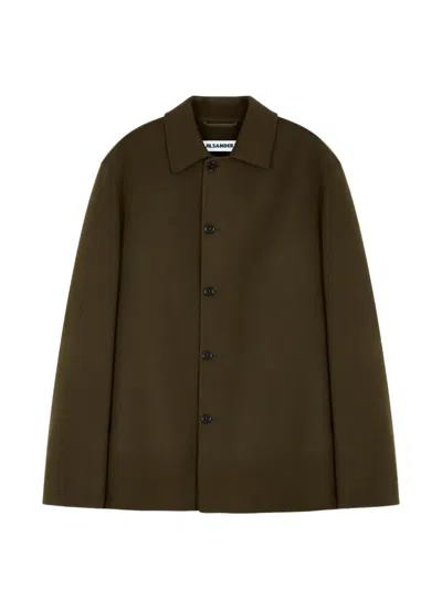 Jil Sander Button-up Collared Coat In Green