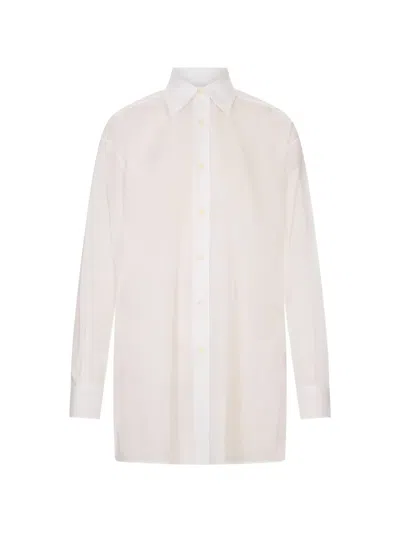 Jil Sander Button-up Long-sleeve Shirt In White