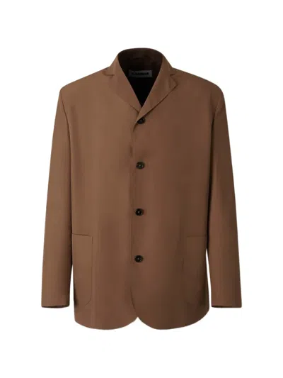 Jil Sander Button-up Notched-lapels Jacket In Brown