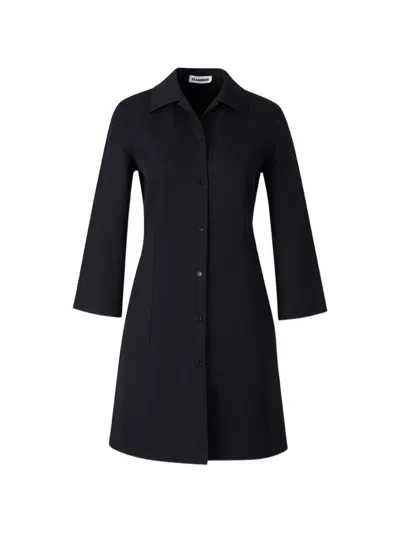 Jil Sander Button-up Single-breasted Coat In Blue