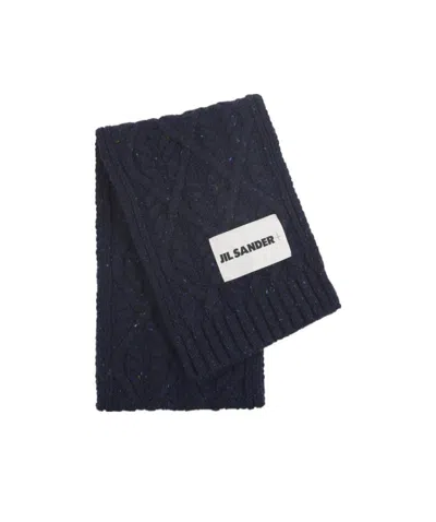 Jil Sander Cable-knit Scarf In Black