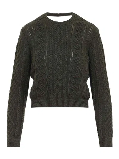 Jil Sander Cable-knit Sweater In Green
