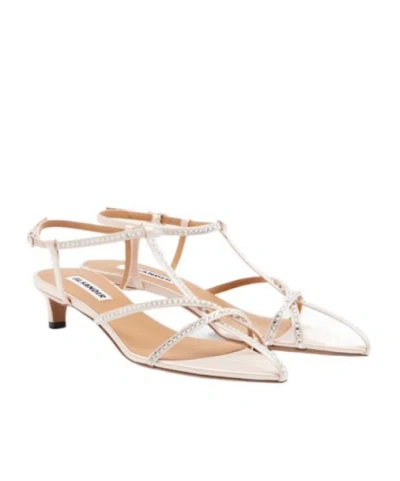 Jil Sander Cage Crystal-embellished Leather Sandals In Animal Print