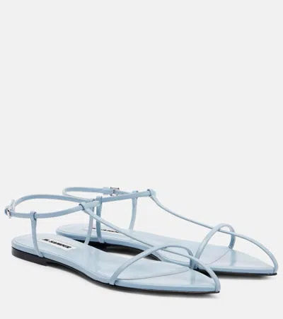 Jil Sander Cage Leather Sandals In Blue