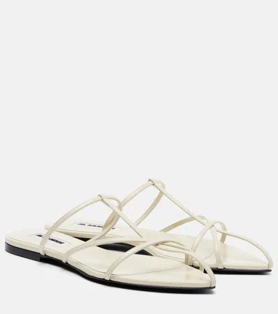 Jil Sander Cage Leather Sandals In White