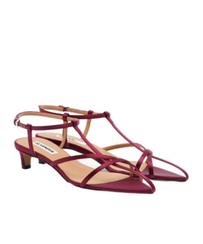 Jil Sander Cage Satin And Leather Sandals In Blue