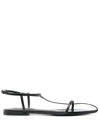 Jil Sander Caged Leather Sandals In Black
