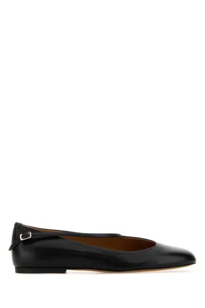 Jil Sander Calf Leather Ballet Flat In Black
