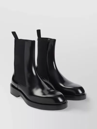 JIL SANDER CALF LEATHER BLOCK HEEL BOOTS