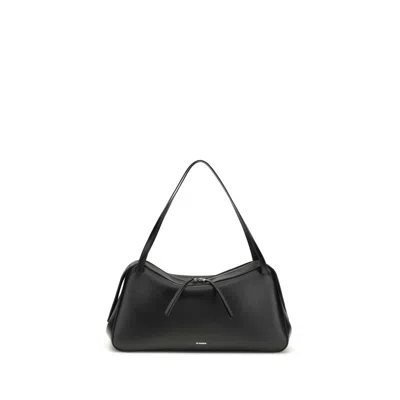 Jil Sander Calf Leather Bos Taurus Shoulder Women's Bag In Black