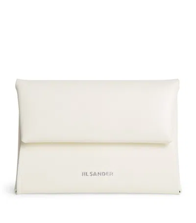 Jil Sander Calf Leather Folding Wallet In White